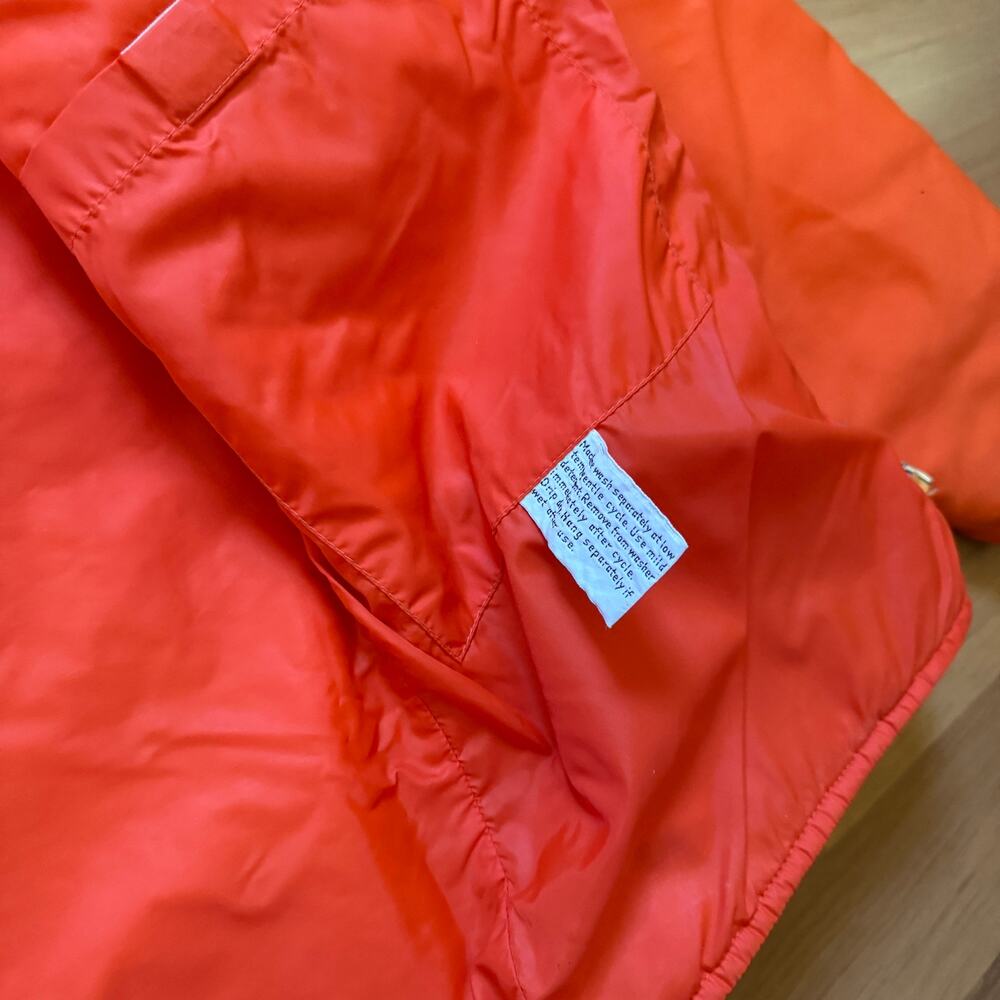 Vintage 1980's Roffe Orange Yellow Snap Puffer Retro Bright Ski Jacket Sz Medium - Picture 9 of 10